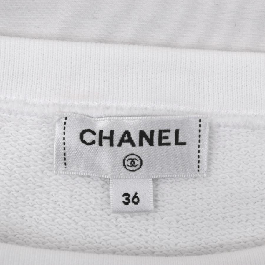 CHANEL 美品 シャネル P71 ロゴ ツイードパッチ 半袖Tシャツ