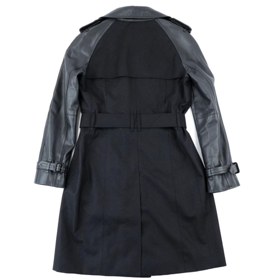 バーバリーロンドン　トレンチコート　首羊革　ブラック ロング ケンジントン ヘリテージ トレンチコート (ブラック