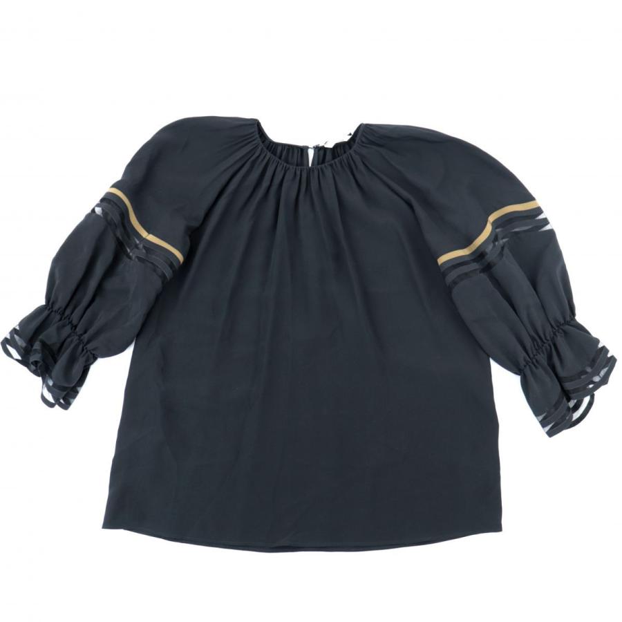 10 Off 38 黒 レディース パフスリーブブラウス フェンディ パフスリーブブラウス フェンディ ナイロン Fendi 16年製 七分袖 ギャザー シャツ ブラウス Elallioli Com