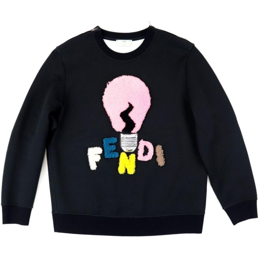 超歓迎 フェンディ ライトバルブ ボアロゴ スウェットシャツ トレーナー黒 38 レディース リブ切替 長袖 ベルクロ コットン Fendi 中古 スウェット トレーナー Esehotel Lt