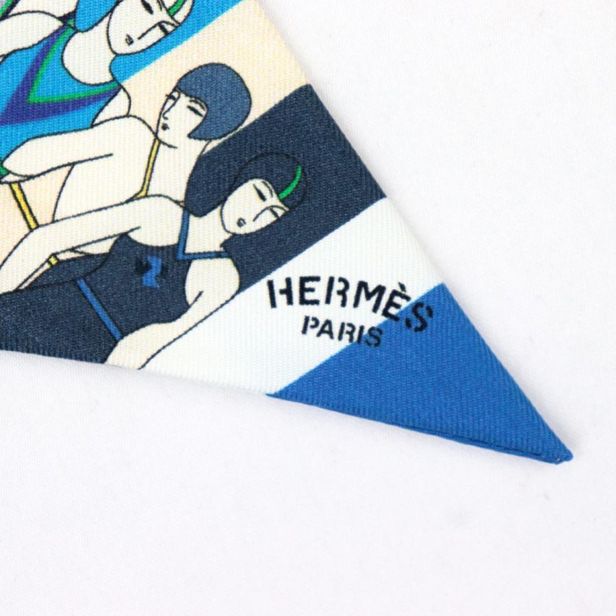 エルメス ストライプ ボーダー 人柄 ツイリースカーフ シルク  