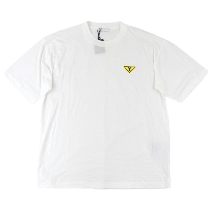 未使用 プラダ ラバープレート クルーネック半袖Tシャツ メンズ 白 L 