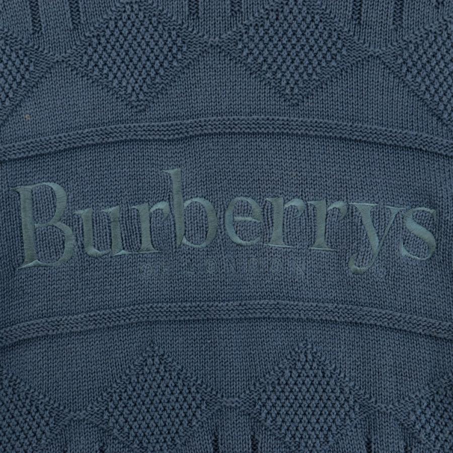 バーバリーズ ヴィンテージ ロゴ刺繍コットンニットセーター メンズ 青 S 長袖 プルオーバー ユニセックス Burberrys