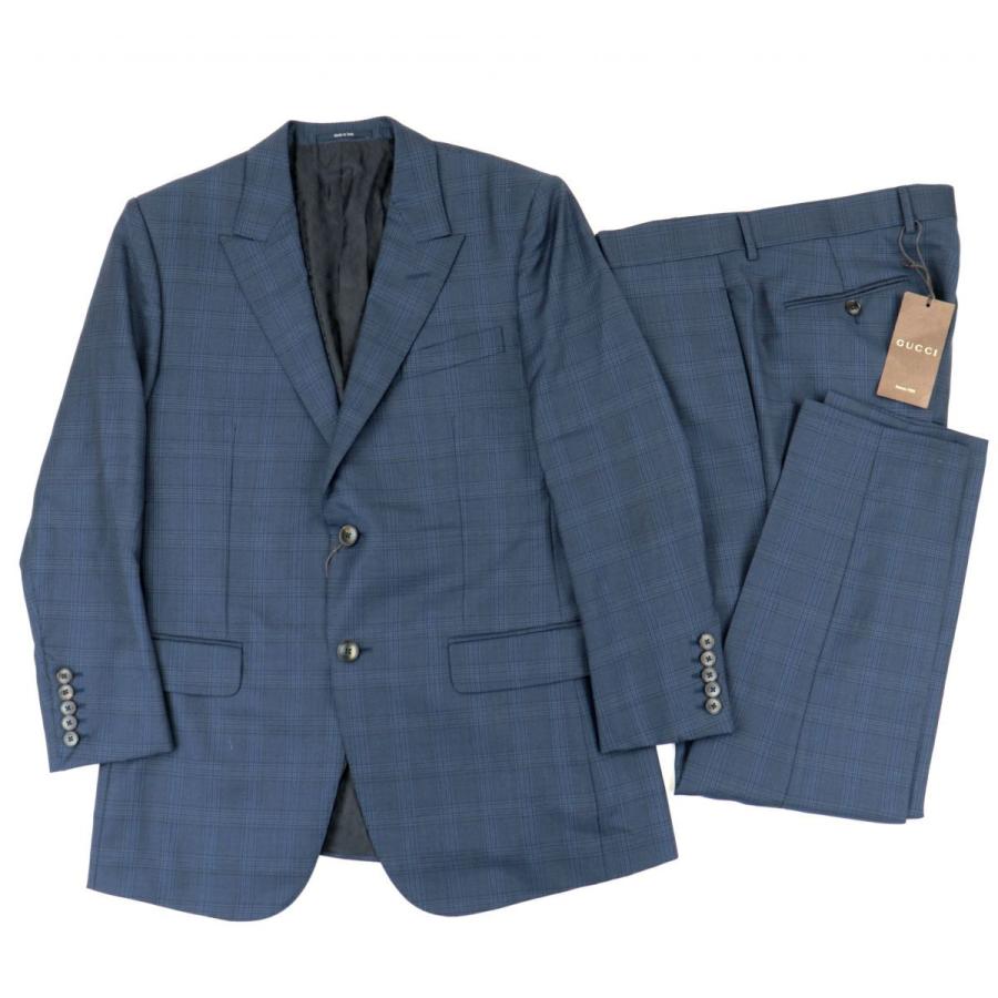 注文割引 未使用 シングルスーツ チェック柄 グッチ グッチ Gucci スラックス ジャケット セットアップ モヘア ウール 50 ネイビー メンズ シングルスーツ チェック柄 ビジネススーツ Bredgade28 Dk
