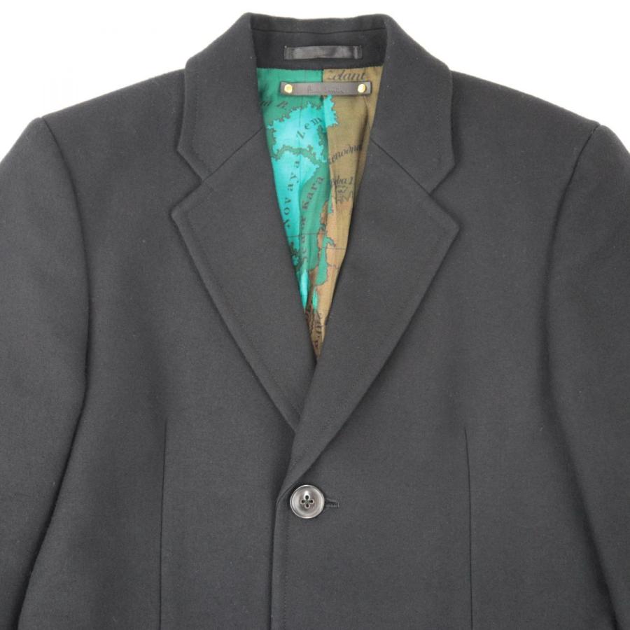 ポールスミス 3Bチェスターコート メンズ 黒 S 裏地総柄  