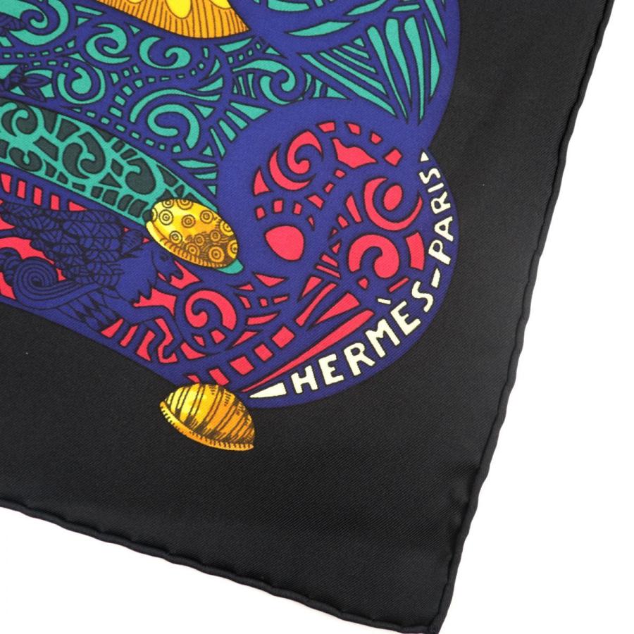 新品　未使用　HERMÈS カレ90 Atlantis アトランティス 黒 HERMES 未使用 エルメス アトランティス大陸 カレ90 シルクスカーフ