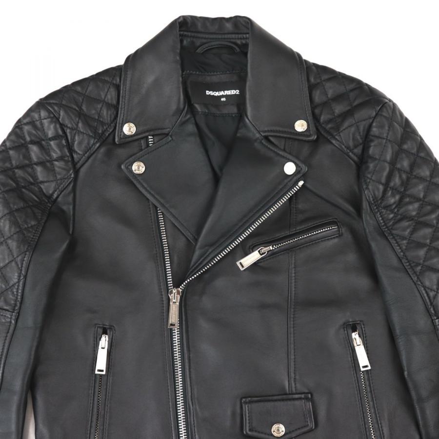 【最終値下げ】　DSQUARED2 ブラック　ラムレザー　ライダースジャケット 新品同様 ディースクエアード 17AW ラムレザー ダブルライダース