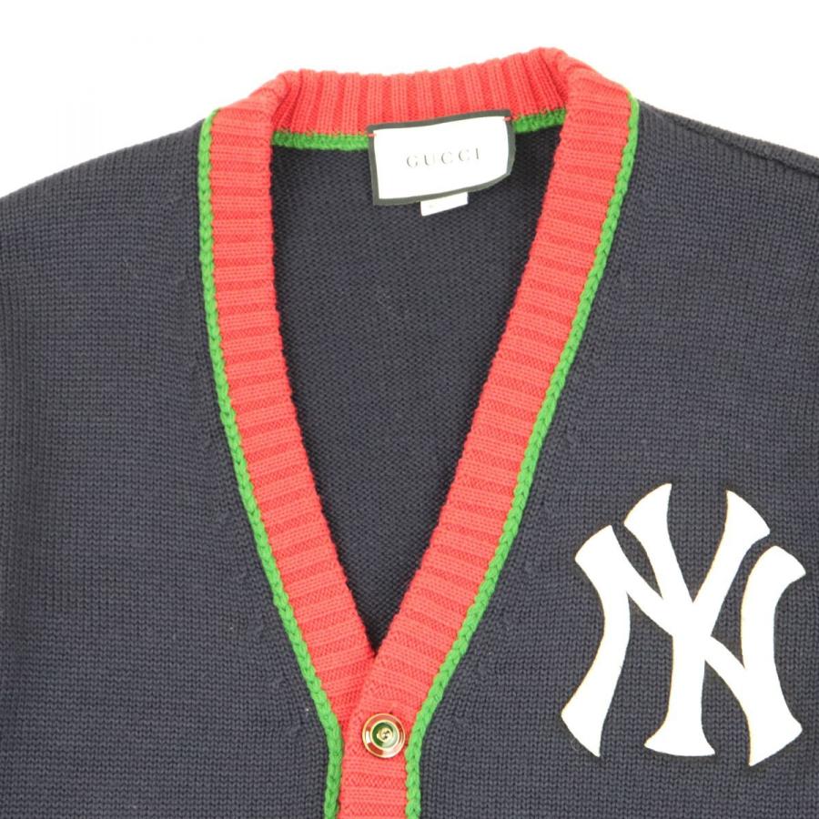 GUCCI ニューヨーク・ヤンキース カーディガン 100% Authentic GUCCI Blue Cardigan With NY Yankeestm Patch