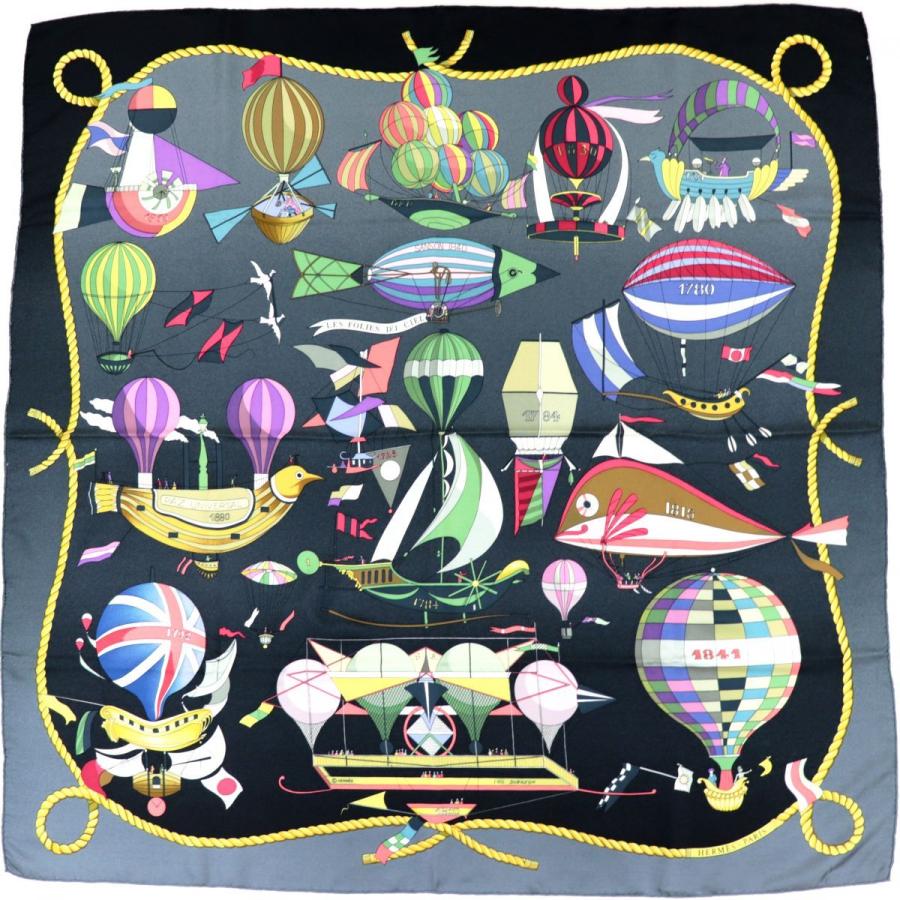 エルメス カレ 90 LES FOLIES DU CIEL 大空の狂気 スカーフ 大判