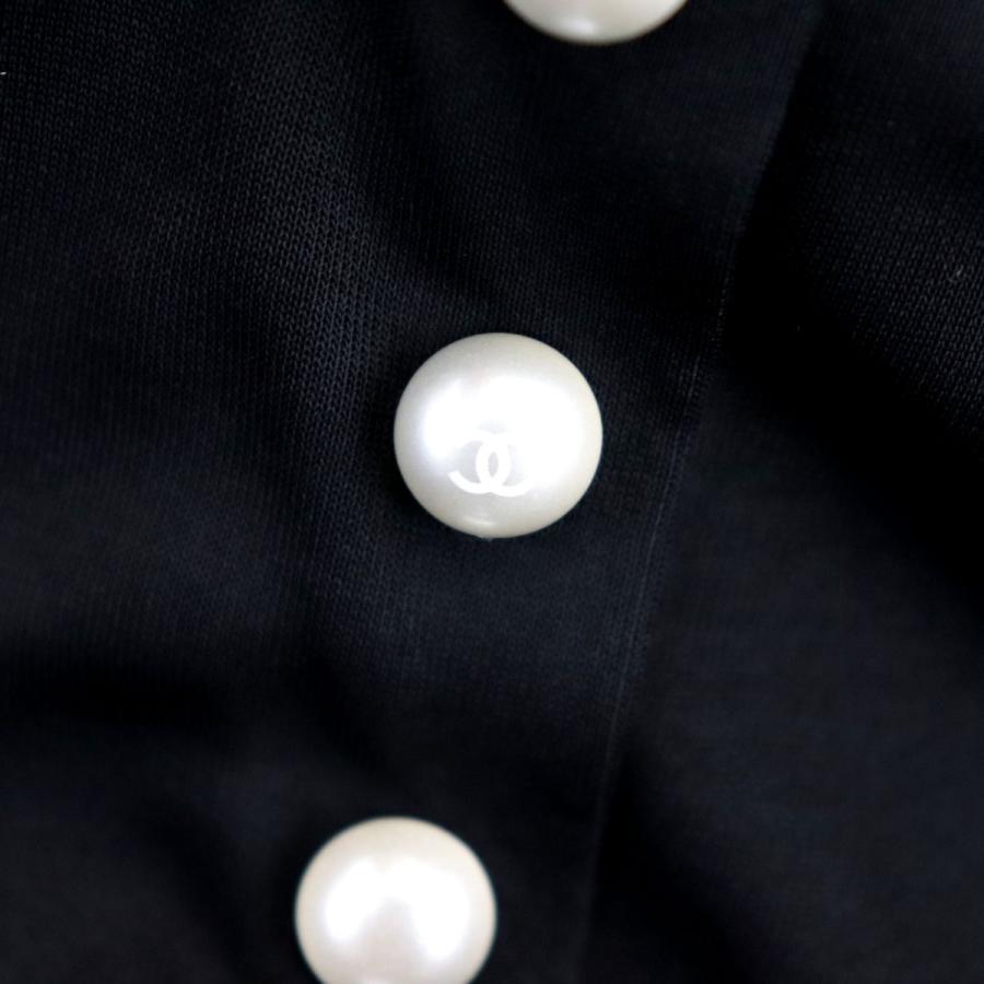 CHANEL 美品 シャネル P49 パールボタン ハイネック 長袖ブラウス 