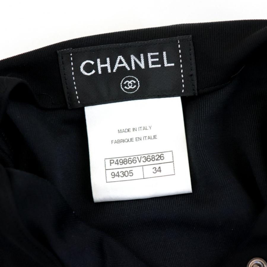 CHANEL 美品 シャネル P49 パールボタン ハイネック 長袖ブラウス 