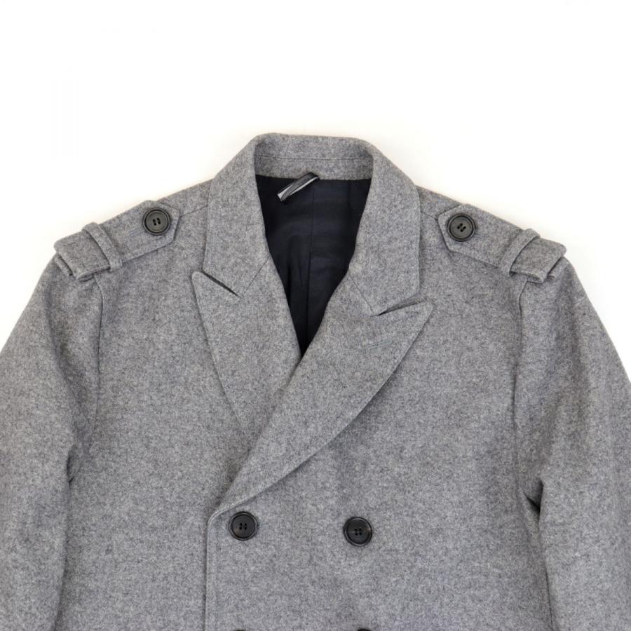 美品 ディオール オム 08SS Pコート ダブルブレスト メンズ グレー 46