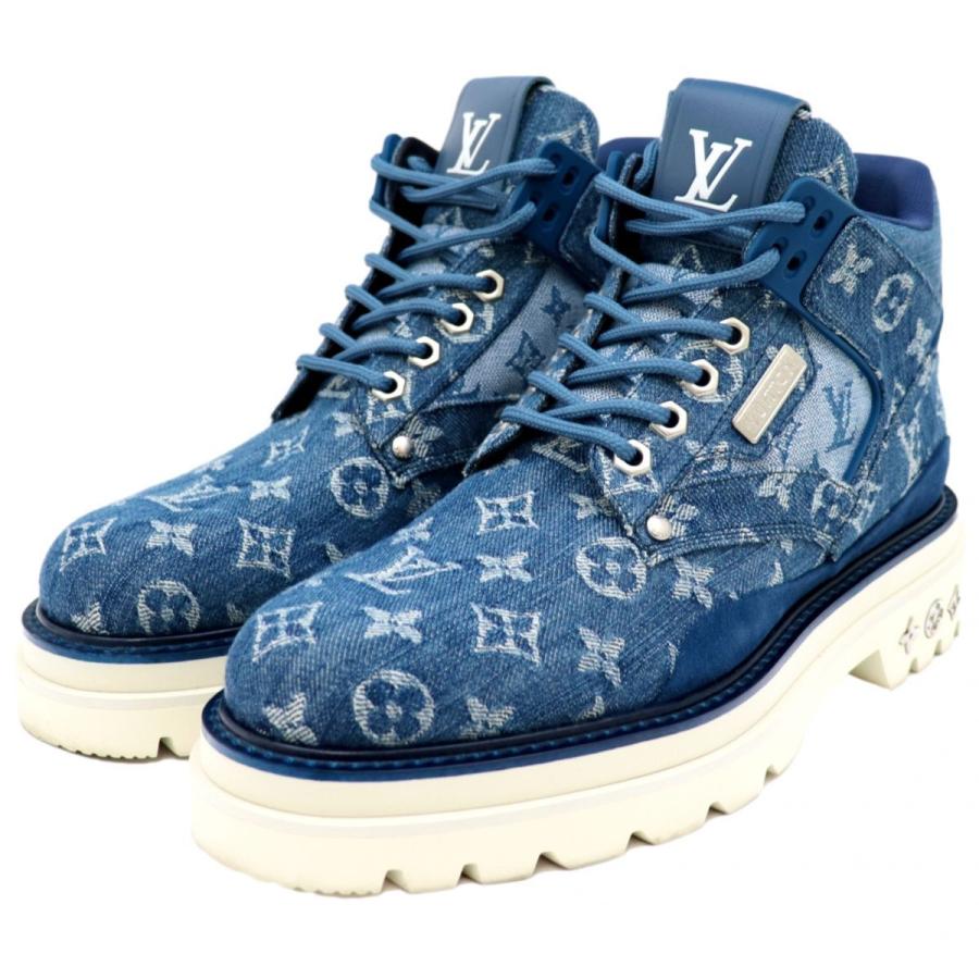 数量限定価格 Vuitton Louis 1a8jtv 6 5 青系 メンズ アンクルブーツ デニム モノグラム オーベルカンフライン 年製 ルイヴィトン 美品 アンクルブーツ ライン オーベルカンプフ 年 ヴィトン ブーツ Marinautodetailing Com