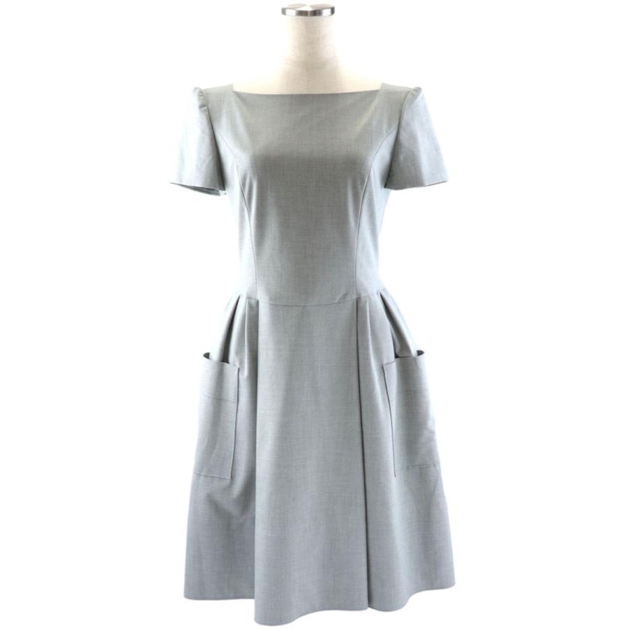 美品 フォクシー クラシックD 半袖フレアワンピース レディース グレー  