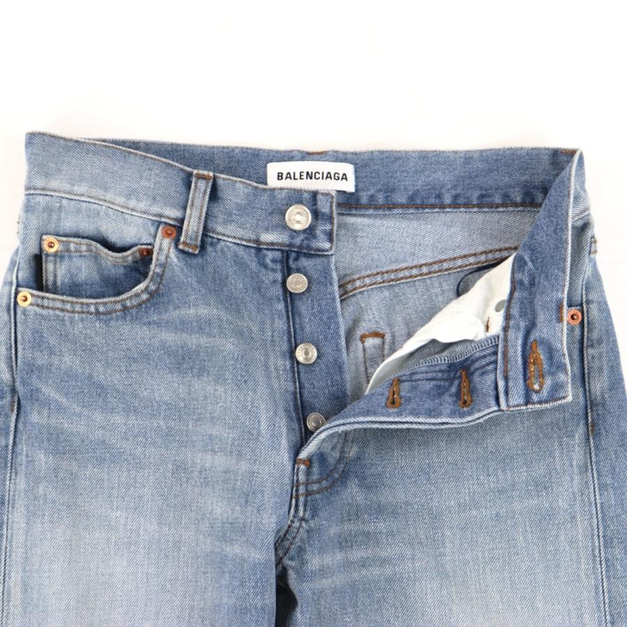 正規品　BALENCIAGA ダメージデニムパンツ　18ss ストレートデニム BALENCIAGA ダメージ加工 ストレートレッグ ジーンズ 人気