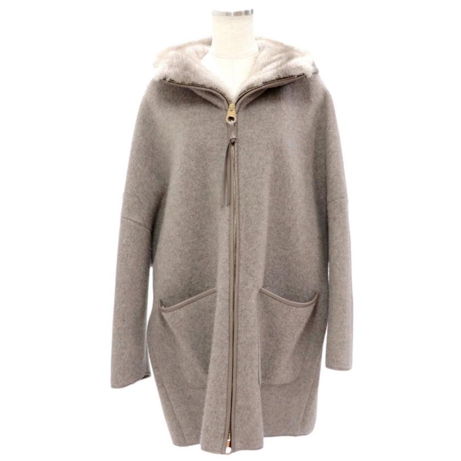 新品同様 アニオナ ミンクファートリミング カシミヤジップアップ 