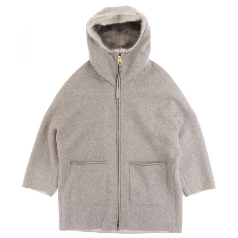 新品同様 アニオナ ミンクファートリミング カシミヤジップアップ 