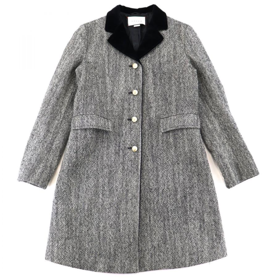 GUCCI 美品 グッチ 18AW ベロア襟 ウールシングルツイードコート 