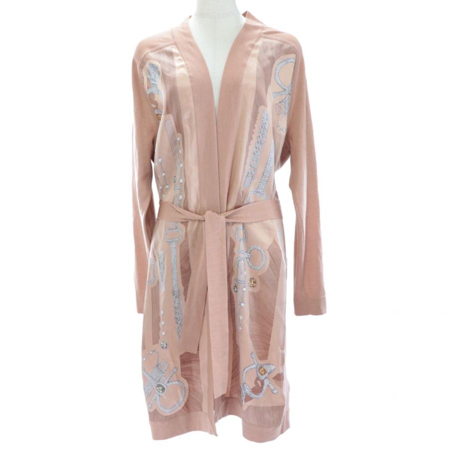 エルメス 正装のエチュード ツイルレーヌ ロングカーディガンピンク