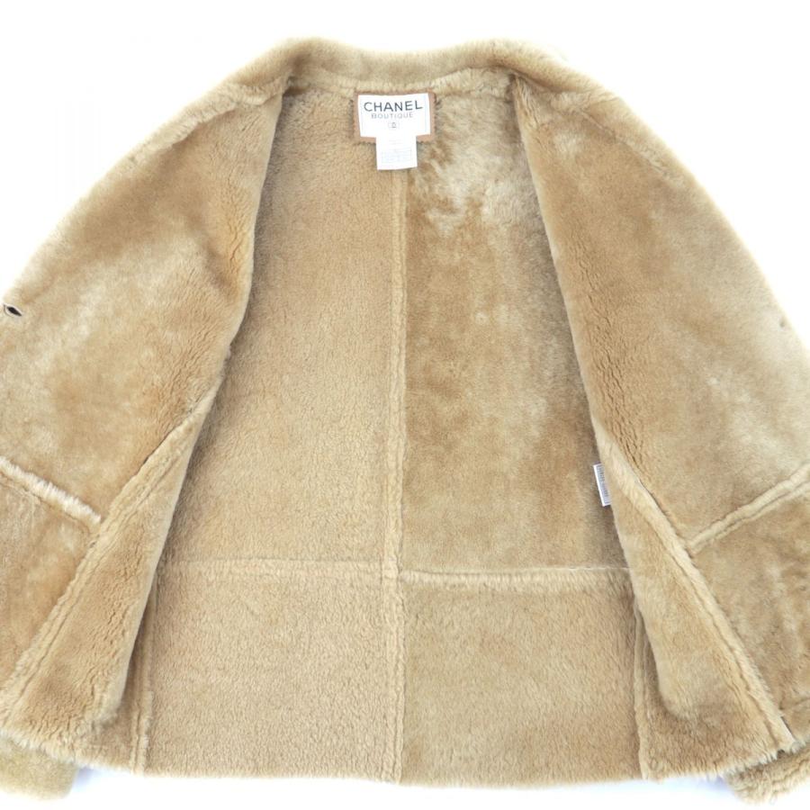 本物 シャネル ヴィンテージ ムートン レザー ノーカラー ジャケット 40 本物 シャネル ヴィンテージ ムートン レザー ノーカラー ジャケット