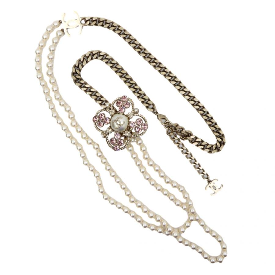 CHANEL 美品 シャネル B17B パール ビジュー ココマーク ロング 