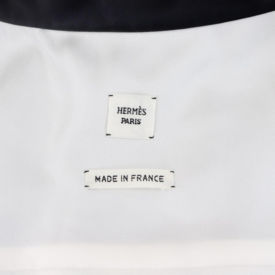 HERMES 新品同様 エルメス 2018リゾート ラムレザー切替 シルク