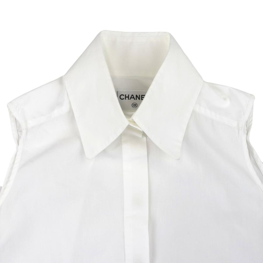 CHANEL シャネル 06P ノースリーブブラウス レディース 白 34 シャツ 