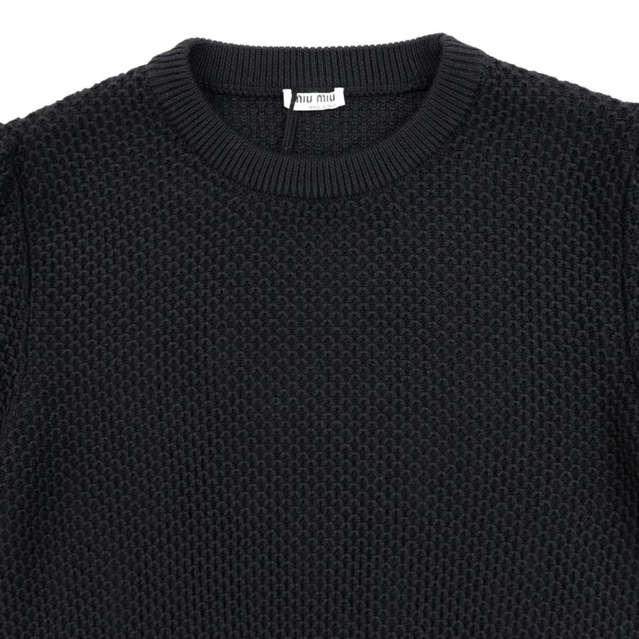 未使用 ミュウ 19年製 半袖ニットセーター レディース 黒 40 袖  