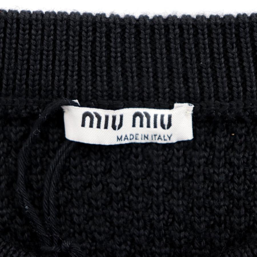 未使用 ミュウ 19年製 半袖ニットセーター レディース 黒 40 袖  