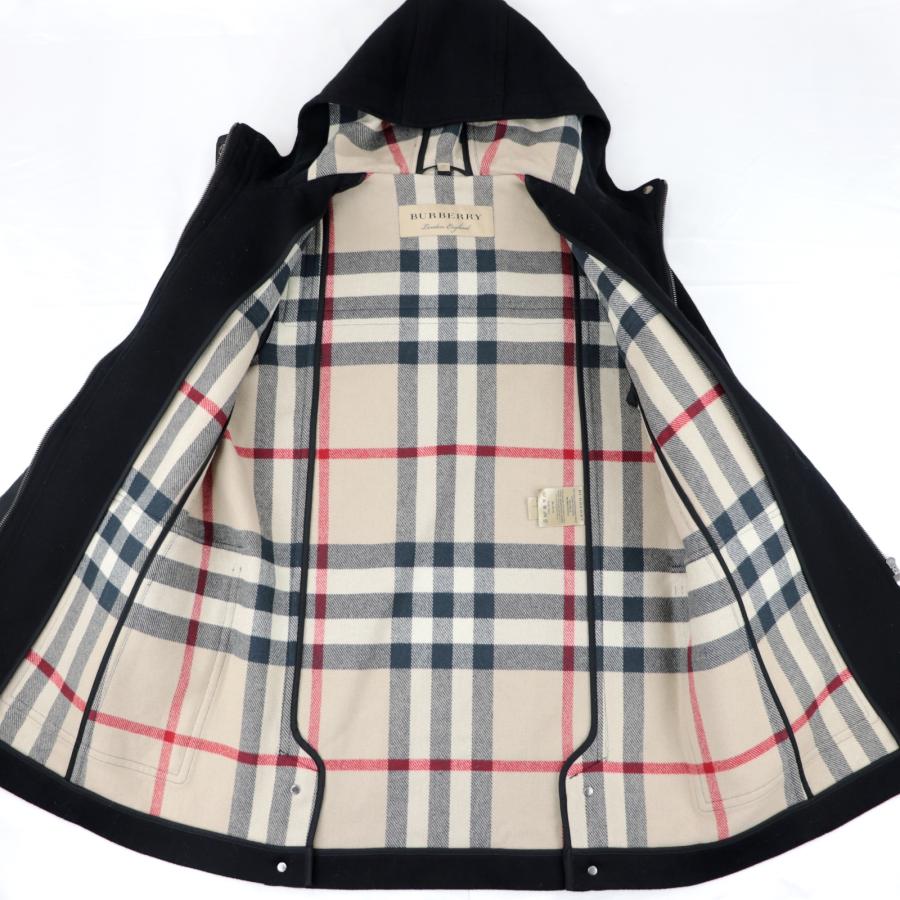 バーバリー　ダッフルコート　フーデットコート　ノバチェック　レディース　M 本物 現行タグ 極美品 バーバリー レザー切替 ノバチェック