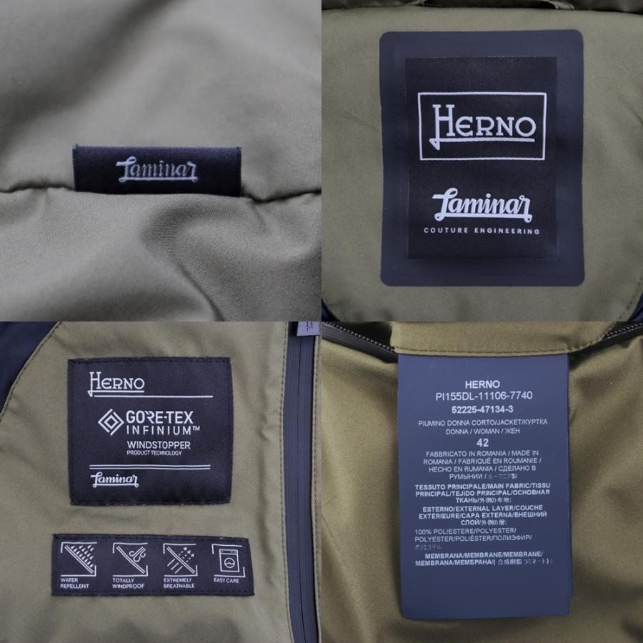 HERNO 美品 ヘルノ 21AW ラミナー ダウンジャケット レディース カーキ 