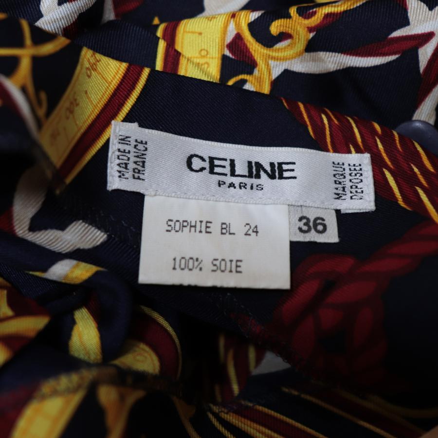 CELINE　カットソー　シルク100%　総柄　シャツ CELINE カットソー シルク100% 総柄 シャツ