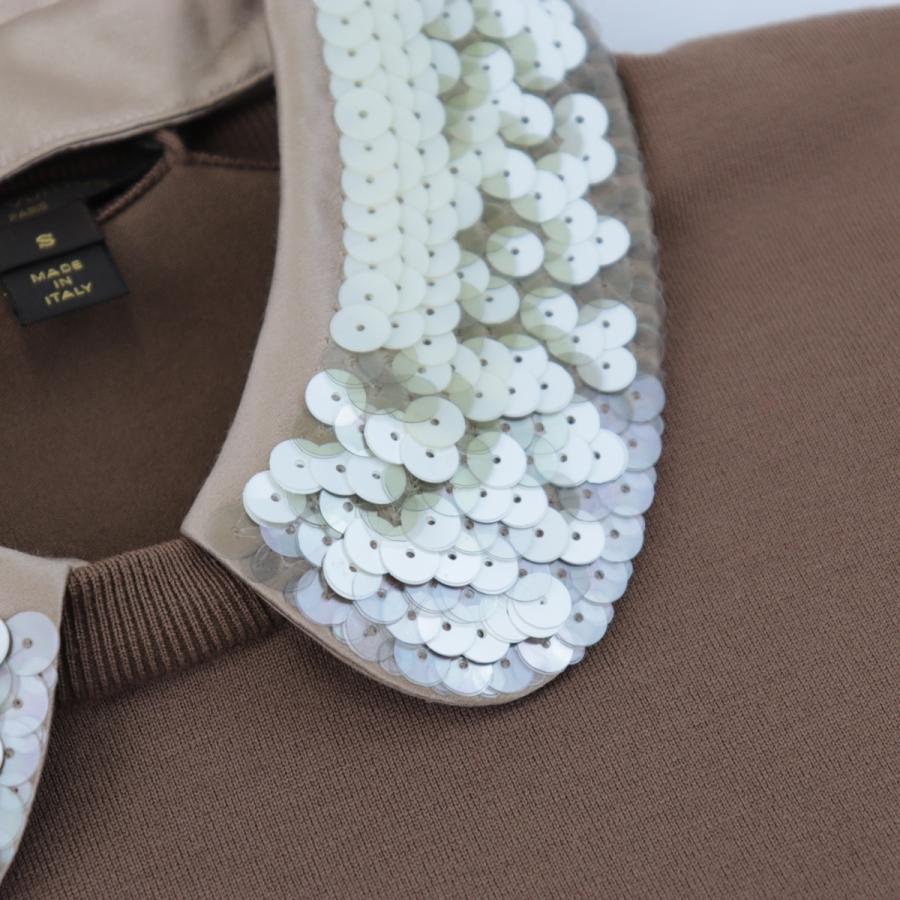 LOUIS VUITTON ボタン付きつけ襟 美品 ルイ・ヴィトン 2WAY ニット 花