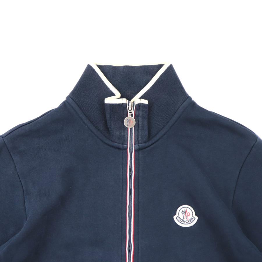 MONCLER - モンクレール ジップアップ スウェットジャケット レディース ネイビー XS トリコロールライン Maglia MONCLER MONCLER モンクレール スウェット レディース ボーイズ ガールズ