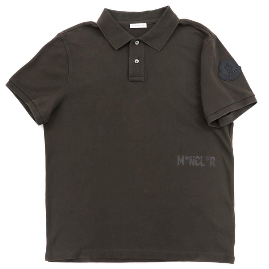 モンクレール　MONCLER　ポロシャツ　半袖　メンズＬ　カーキ色 MONCLER 新品同様 モンクレール 19年製 RESISTANCEプリント 半袖