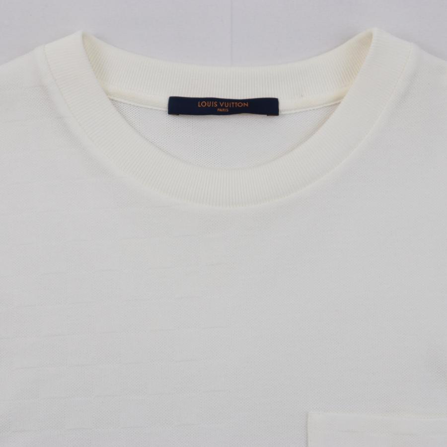 美品　ルイヴィトン　Tシャツ　ダミエ柄　胸ポケット　ホワイト　Sサイズ ルイヴィトン Tシャツ ダミエ 胸ポケット 白 M