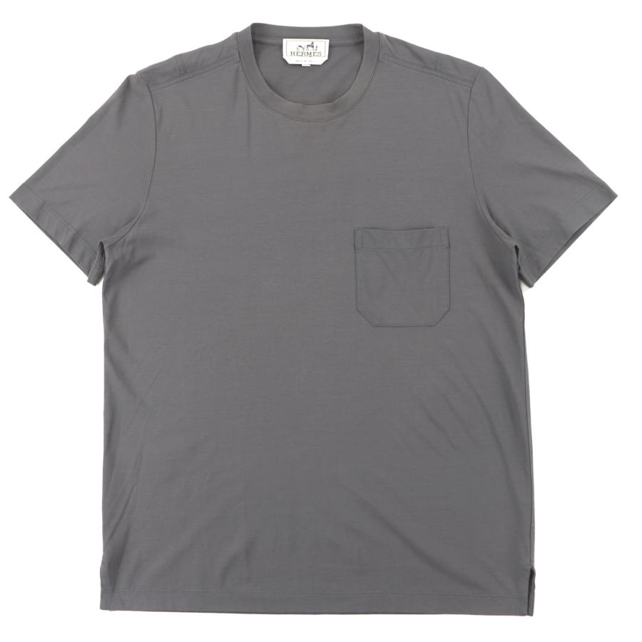 HERMES 美品 エルメス ポケット 半袖Tシャツ メンズ グレー系 S 14SS 