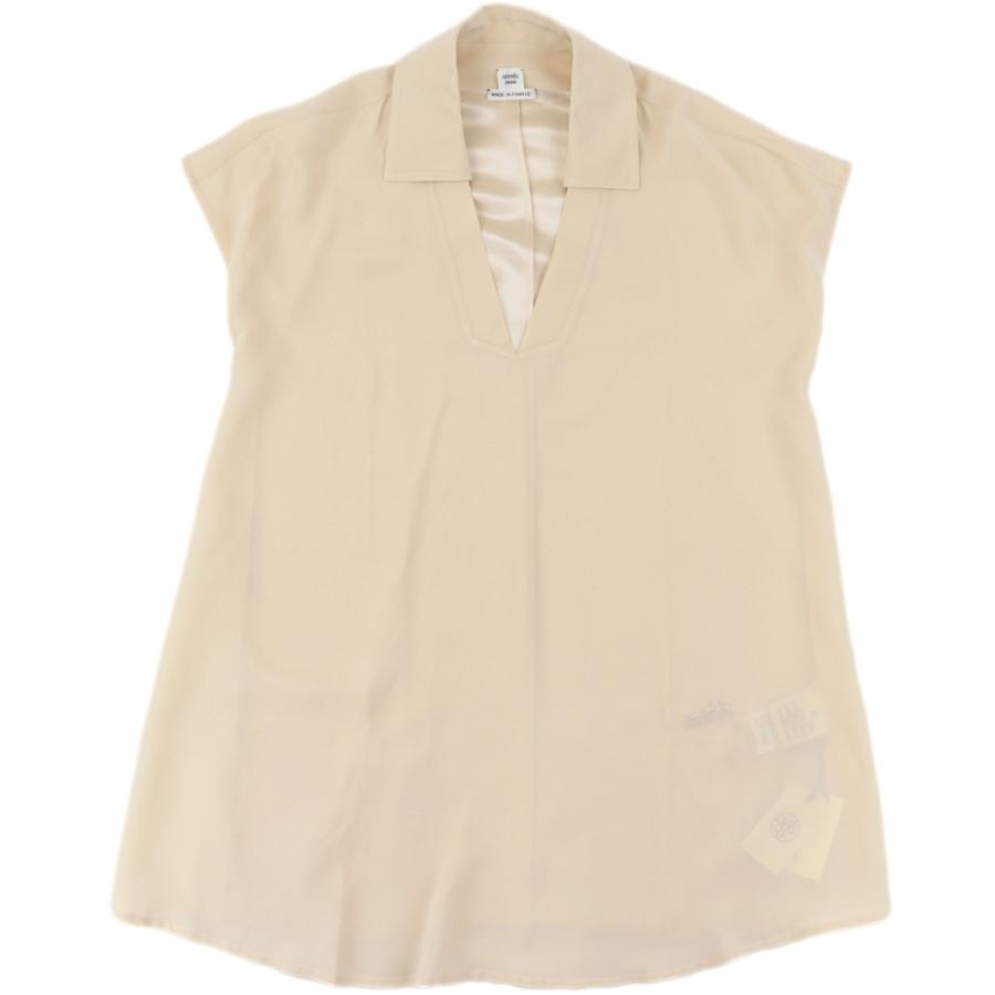美品 エルメス 21SS Vネック ノースリーブ ブラウス レディース 