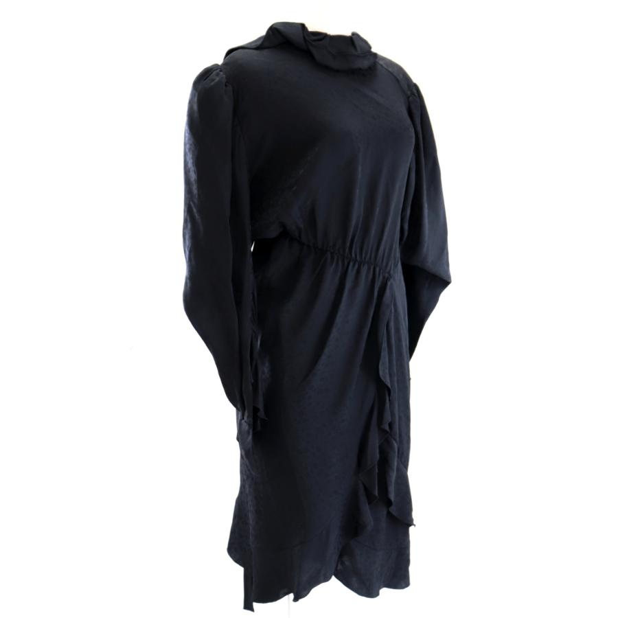 美品 バレンシアガ 20SS 花柄アシンメトリーワンピース レディース 黒