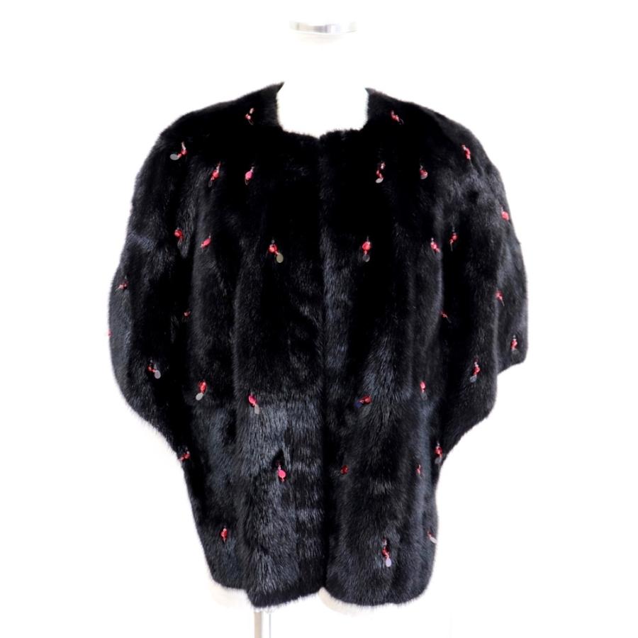 FENDI 美品 フェンディ ミンクファー ポンチョ レディース 黒 38