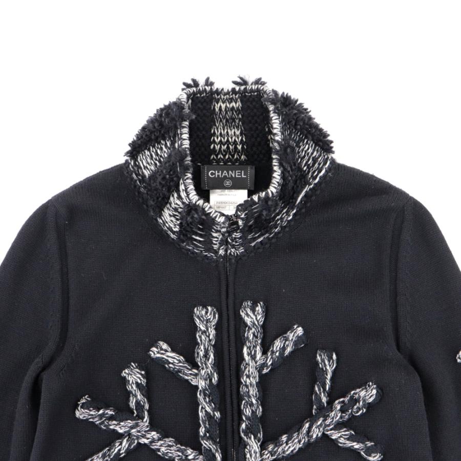 CHANEL ジッパー付き黒ブルゾン ニット