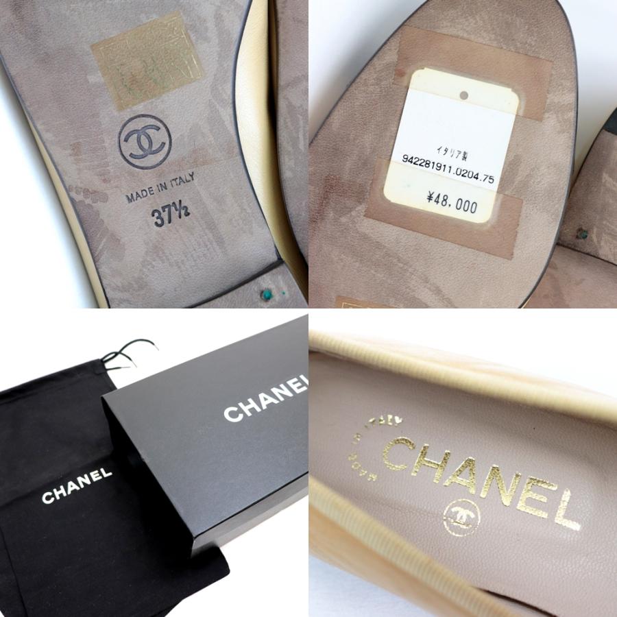 美品 シャネル バイカラー ココマーク レザーパンプス レディース ベージュ 黒 37.5 リボン装飾 デッドストック CHANEL｜opal-shop1｜07