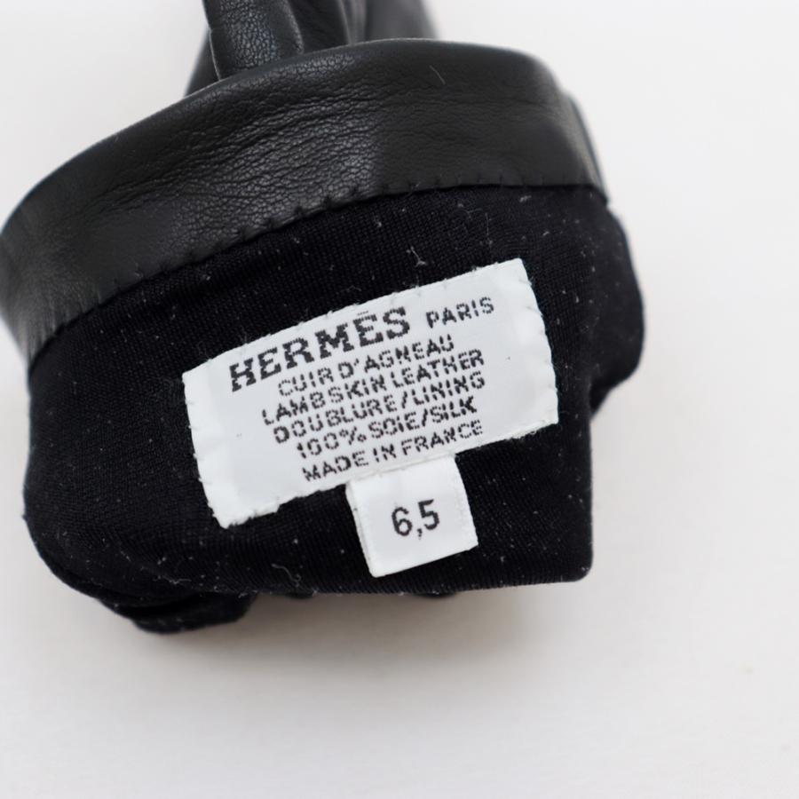 HERMES エルメス シェーヌダンクル ラムスキン レザーグローブ