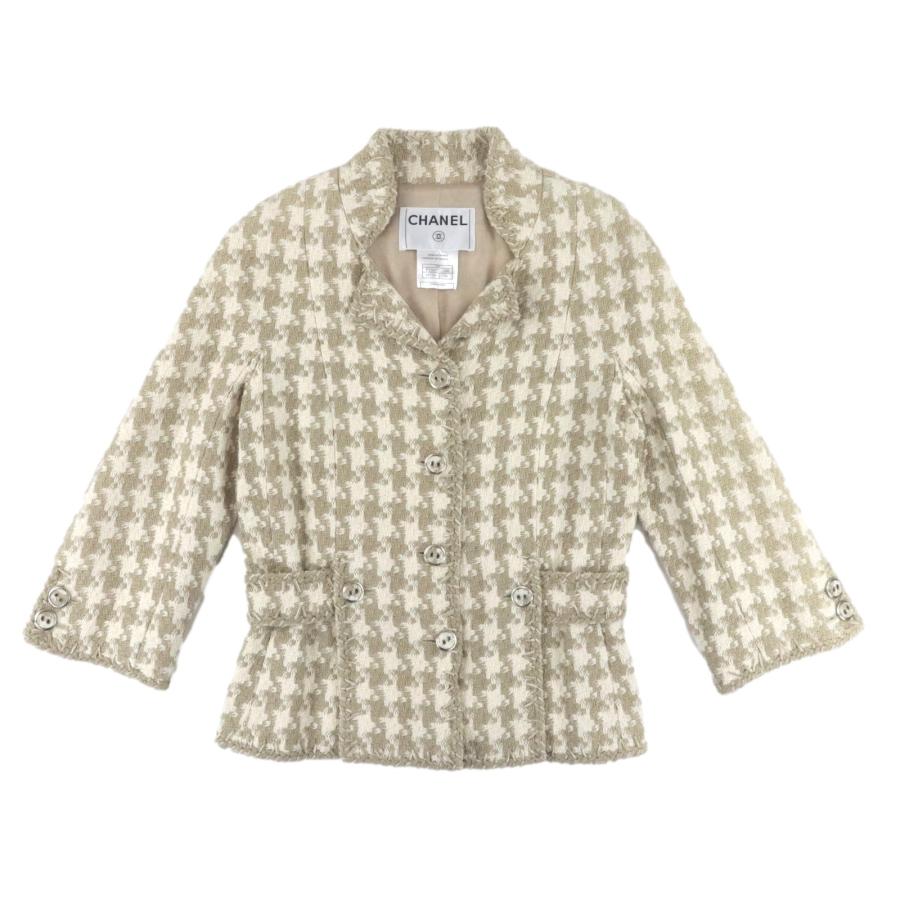 CHANEL シャネル 08P ツイードジャケット レディース ベージュ系 34  