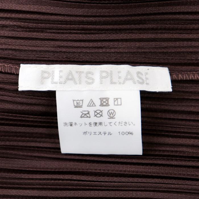プリーツプリーズ イッセイミヤケ 美品 カットソー ブラウン系 総柄 美品】プリーツプリーズ イッセイミヤケ プリーツ 総柄