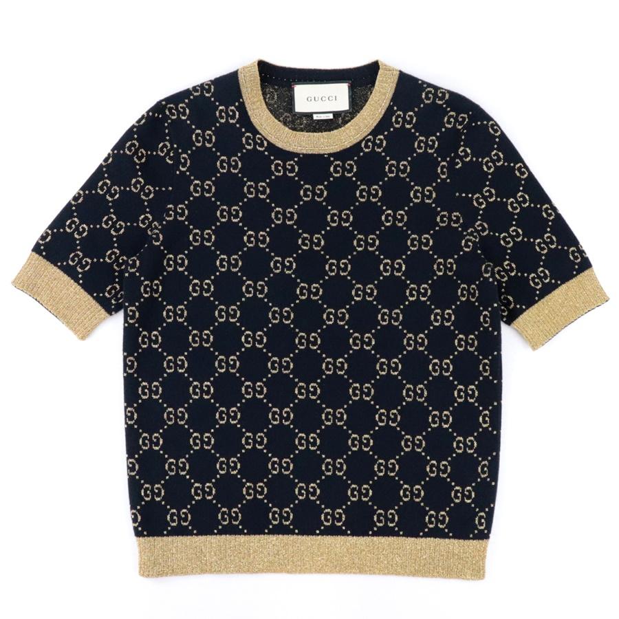 GUCCI 美品 グッチ GGコットンラメ 半袖 ニット トップス GUCCI 美品 グッチ GGコットンラメ 半袖 ニット トップス