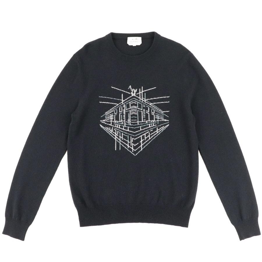 HERMES エルメス 15SS カシミヤ 長袖ニットセーター メンズ ネイビー S 