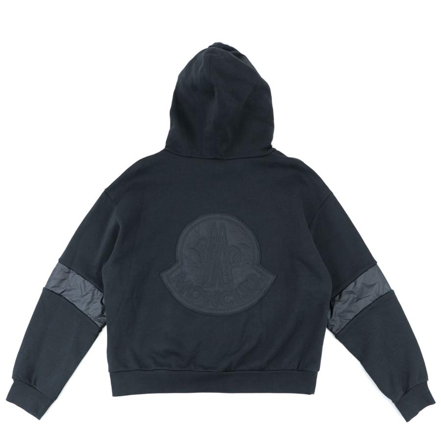 MONCLER - 美品 モンクレール 21年 バックロゴフーディー スウェットパーカー レディース 黒 M ナイロン切替 MONCLER MONCLER 美品 モンクレール 21年 バックロゴフーディー