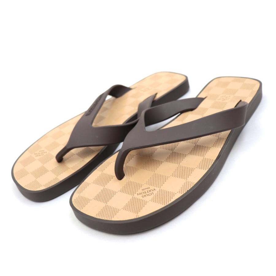 未使用 ルイ・ヴィトン ダミエ ラバー トング サンダル メンズ 茶