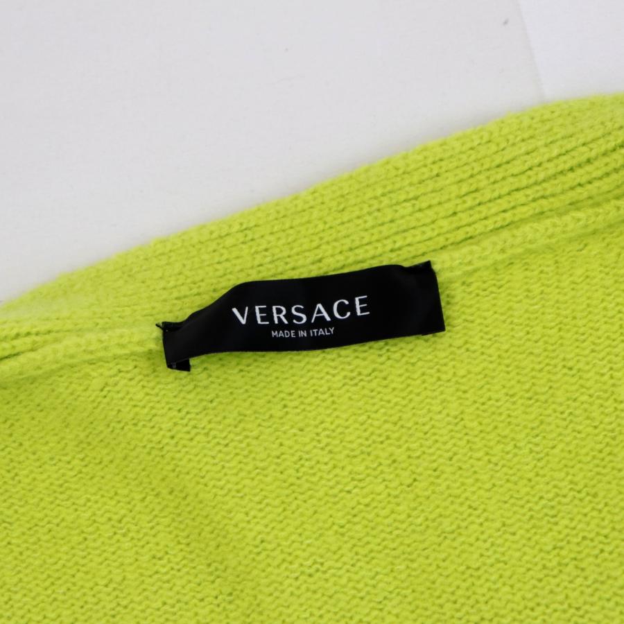 Versace メデューサ ニット アウター カーディガン 美品 ヴェルサーチ メデューサ刺しゅう カシミヤ混 ニット